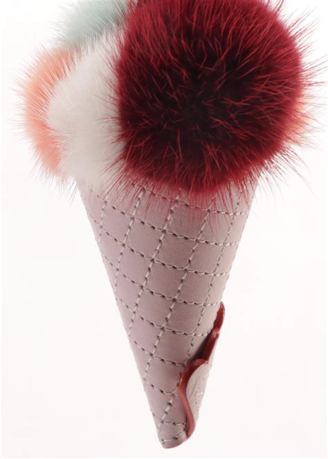 Fendi Mink Fur Ice Cream Cone Bag Charm 